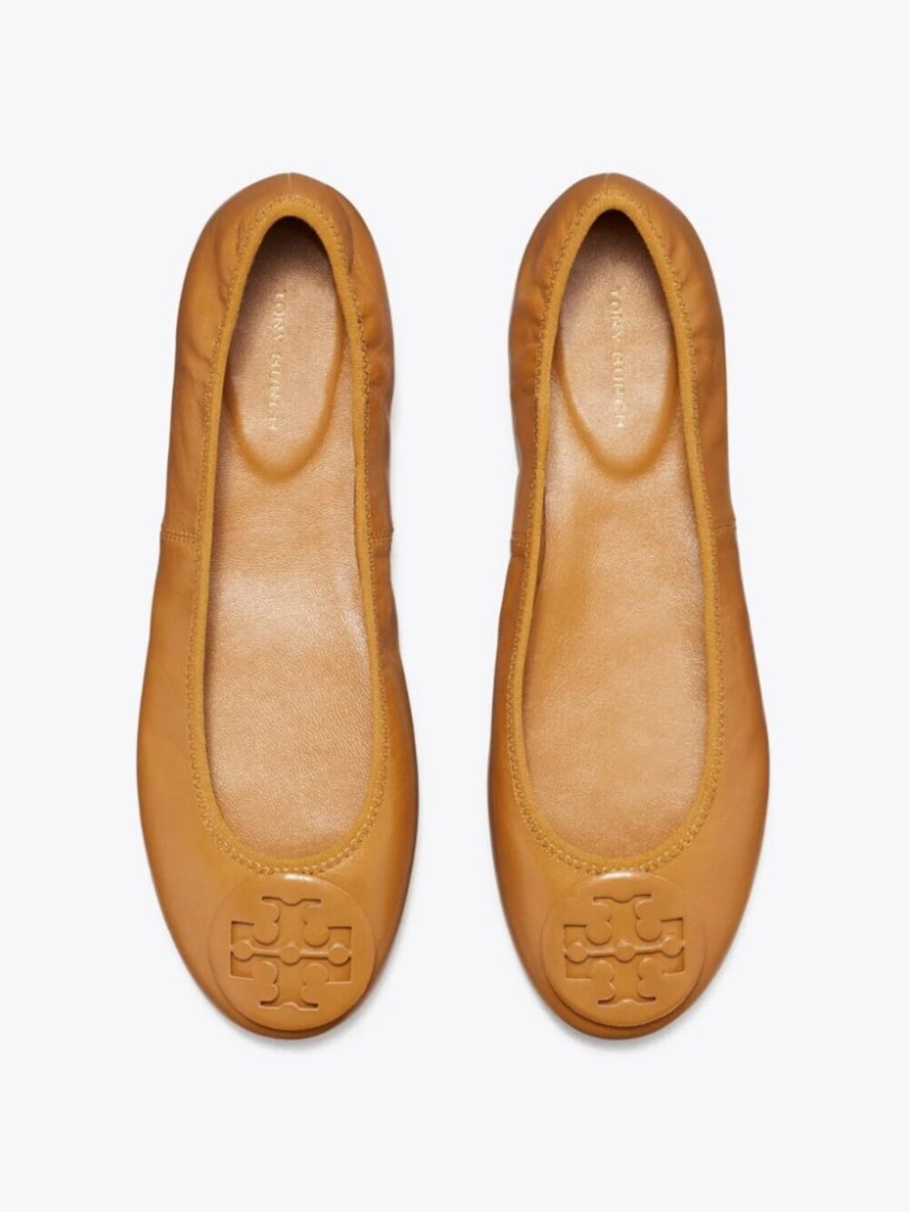 NEW Tory Burch Reva Travel Ballet Flat Shoes Walnut Brown Leather Womens Size 11